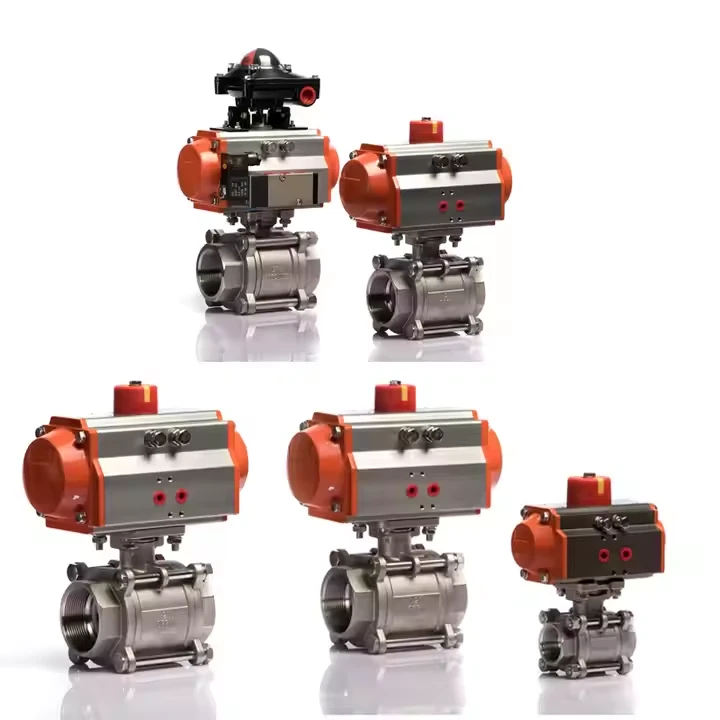 Pnevmatski aktuator Notranji nit nerjavečega jekla 316 3 PCS PNeumatic dvosmerni kroglični ventil